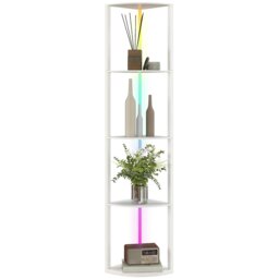 Rackhams RGB LED Floor Lamp with Shelves and Remote Control for Living Room - White - Yes - MDF - thumbnail 2