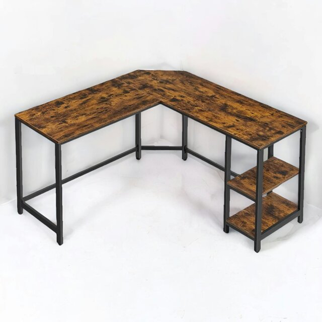Rackhams Industrial Rustic L-Shaped Writing Desk With Steel Frame - image 1