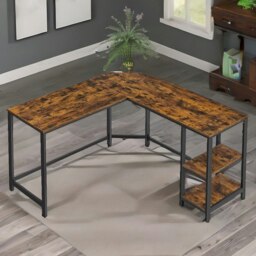 Rackhams Industrial Rustic L-Shaped Writing Desk With Steel Frame - thumbnail 3