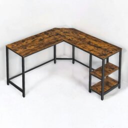 Rackhams Industrial Rustic L-Shaped Writing Desk With Steel Frame - thumbnail 1