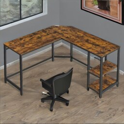 Rackhams Industrial Rustic L-Shaped Writing Desk With Steel Frame - thumbnail 4