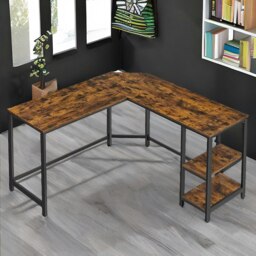 Rackhams Industrial Rustic L-Shaped Writing Desk With Steel Frame - thumbnail 2