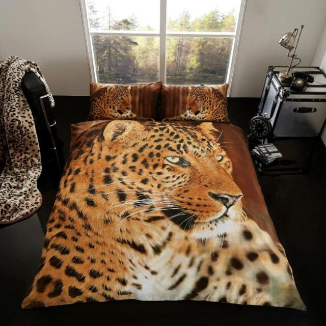 Rackhams 3D Duvet Cover and Pillowcase Set - Leopard - King (220cm x 235cm)