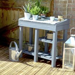 Rackhams Florine Garden Potting Table 80cm x 43cm Wooden Potting Table with Shelf - thumbnail 1