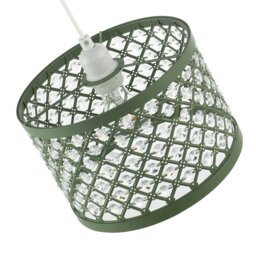 Rackhams Modern Ornate Olive Green Metal Pendant Shade with Clear Acrylic Beads - thumbnail 3