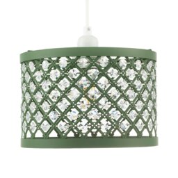 Rackhams Modern Ornate Olive Green Metal Pendant Shade with Clear Acrylic Beads - thumbnail 4