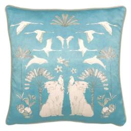 Rackhams Colony Botanical Cushion Cover - Blue - One Size - Blue - 100% Polyester - thumbnail 1
