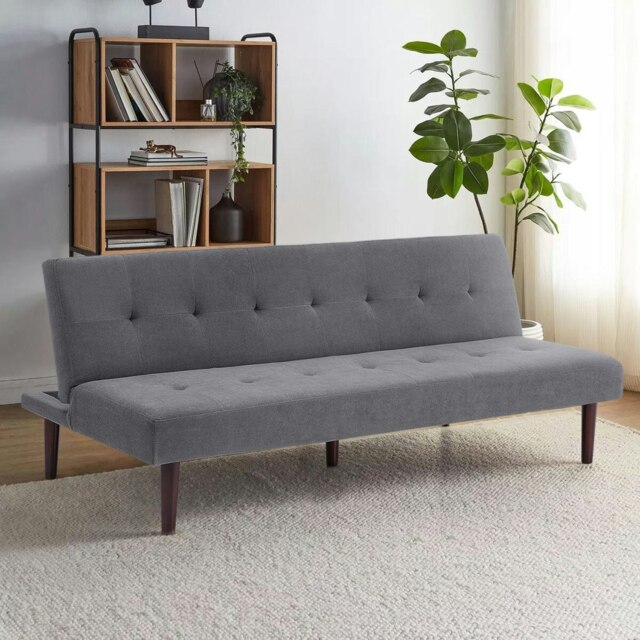 Rackhams 4ft Sofa Bed Contemporary Convertible Upholstered Green/ Grey - Grey - image 1