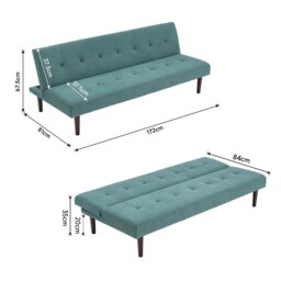 Rackhams 4ft Sofa Bed Contemporary Convertible Upholstered Green/ Grey - Grey - thumbnail 4