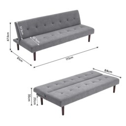 Rackhams 4ft Sofa Bed Contemporary Convertible Upholstered Green/ Grey - Grey - thumbnail 6