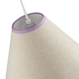 Rackhams Scallop Edge Natural Textured Linen Coolie Lamp Shade with Lilac Trims - thumbnail 4