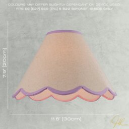 Rackhams Scallop Edge Natural Textured Linen Coolie Lamp Shade with Lilac Trims - thumbnail 6