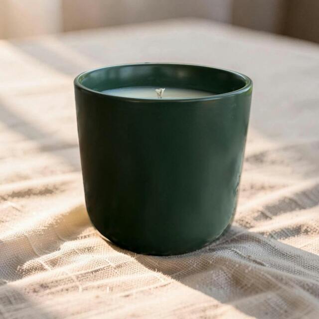 Rackhams Forest Green Ceramic Candle - Classic Fragrances - Soft Sandalwood - image 1