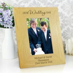 Rackhams Personalised Our Wedding Day 6x4 Oak Finish Photo Frame - thumbnail 4