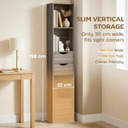 Rackhams Bookcase with Drawers Adjustable Shelf 158 cm - White - thumbnail 5