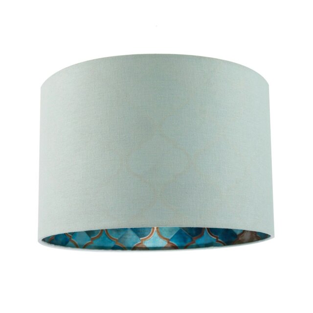Rackhams Designer Duck Egg Linen Lamp Shade with Moroccan Scale Pattern Lining - image 1