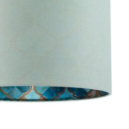 Rackhams Designer Duck Egg Linen Lamp Shade with Moroccan Scale Pattern Lining - thumbnail 3