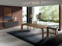 Rackhams Sideboard in Dark Grey Wood, Black Steel and Walnut Top 3264 - thumbnail 4