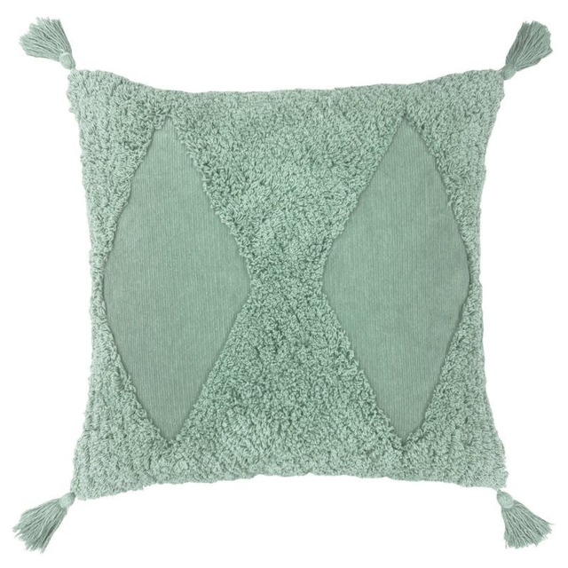Rackhams Kantha Tufted Diamond Cushion Cover - Eucalyptus - One Size - Eucalyptus - 100% Cotton - image 1