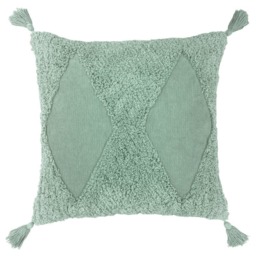 Rackhams Kantha Tufted Diamond Cushion Cover - Eucalyptus - One Size - Eucalyptus - 100% Cotton - thumbnail 1