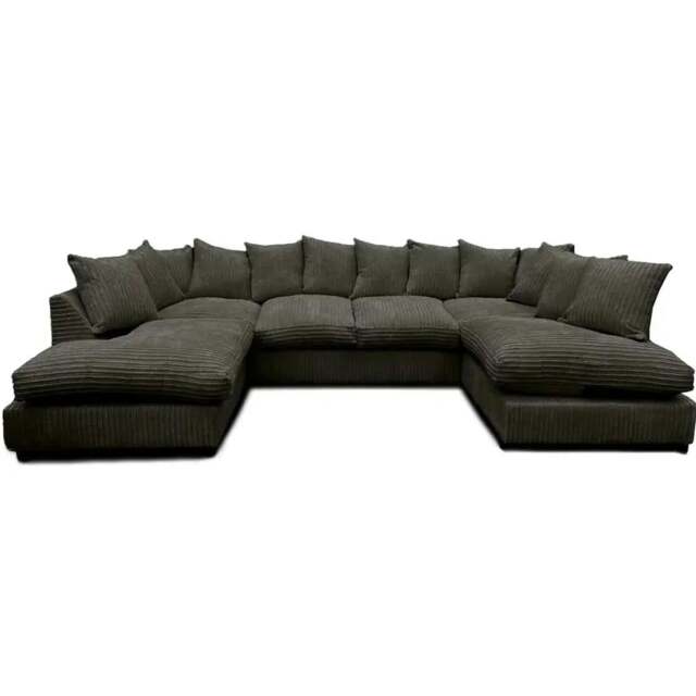 Rackhams Preston U Shaped Jumbo Cord Scatter-Back Corner Sofa - Black - image 1