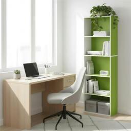 Rackhams 5-Tier Reversible Color Open Shelf Bookcase , White/Green 11055WH/GR - Luxury Wall Decor for Living Room & Bedroom - thumbnail 5