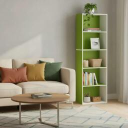 Rackhams 5-Tier Reversible Color Open Shelf Bookcase , White/Green 11055WH/GR - Luxury Wall Decor for Living Room & Bedroom - thumbnail 6