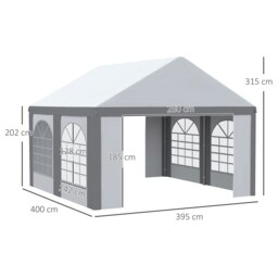 Rackhams 4 x 4m Party Tent, Marquee Gazebo with Sides, Windows and Double Doors - thumbnail 5