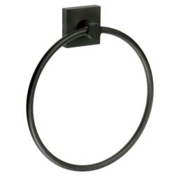 Rackhams Matt Black Towel Ring (W)17cm Wall Mounted with Concealed Screws Bathroom Towel Holder