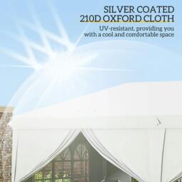 Rackhams 3 x 6 m Garden Pop Up Gazebo, Wedding Party Tent Marquee, Water Resistant Awning Canopy with Sidewalls, Windows, Carry Bag, White - thumbnail 5