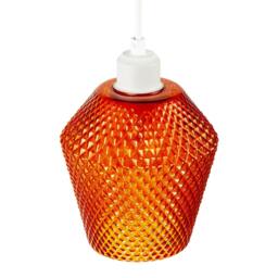 Rackhams Modern and Compact Diamond Design Vivid Orange Glass Pendant Shade - thumbnail 4