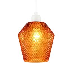 Rackhams Modern and Compact Diamond Design Vivid Orange Glass Pendant Shade - thumbnail 2