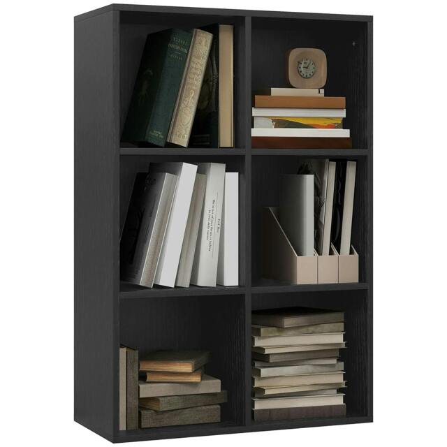 Rackhams Six-Cube Bookcase - Black Wood Effect