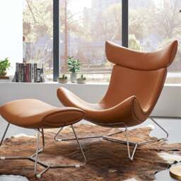 Rackhams Imola Chair And Ottoman, Brown with Frame Base - thumbnail 1
