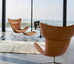 Rackhams Imola Chair And Ottoman, Brown with Frame Base - thumbnail 4