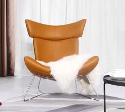 Rackhams Imola Chair And Ottoman, Brown with Frame Base - thumbnail 3