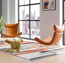 Rackhams Imola Chair And Ottoman, Brown with Frame Base - thumbnail 5