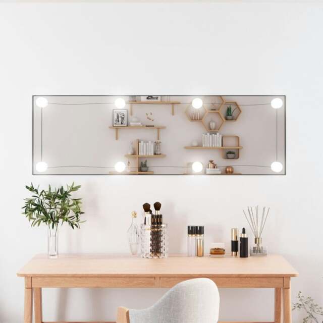 Rackhams Wall Mirror with LED Lights 30x100 cm Glass Rectangle