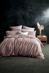 Rackhams 'Pure Washed Linen' Fitted Sheet - Pink - Double - thumbnail 2