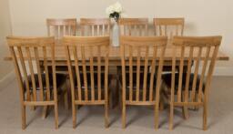 Rackhams Vermont Cross Leg Oak Extending Dining Table with Harvard Oak Chairs - Natural Oak - 8 chairs - thumbnail 5