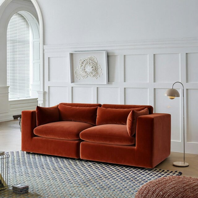 Rackhams Cantu Loveseat Sofa, Two Seater Sofa, Velvet - Green - image 1