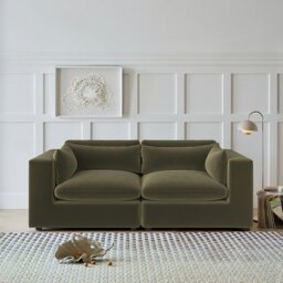 Rackhams Cantu Loveseat Sofa, Two Seater Sofa, Velvet - Green - thumbnail 3