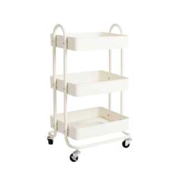 Rackhams Kitchen Trolley Cart 3 Tiers Storage Rack Steel Shelf Organiser Wheels - Pink - thumbnail 2