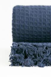 Rackhams Honeycomb Throw Cotton - Navy - 178x254cm - thumbnail 2
