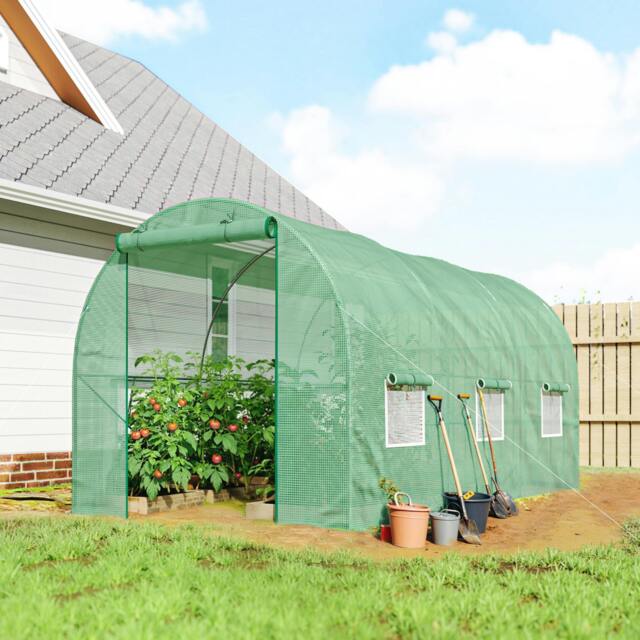 Rackhams Polytunnel Walk In Green House w/ PE Cover, 4.5 x 2 x 2m - image 1