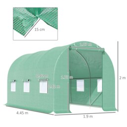 Rackhams Polytunnel Walk In Green House w/ PE Cover, 4.5 x 2 x 2m - thumbnail 4