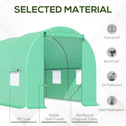 Rackhams Polytunnel Walk In Green House w/ PE Cover, 4.5 x 2 x 2m - thumbnail 5