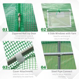 Rackhams Polytunnel Walk In Green House w/ PE Cover, 4.5 x 2 x 2m - thumbnail 6