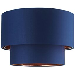 Rackhams Designer Midnight Blue Cotton Double Tier Ceiling Shade with Shiny Copper Inner