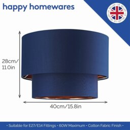 Rackhams Designer Midnight Blue Cotton Double Tier Ceiling Shade with Shiny Copper Inner - thumbnail 6